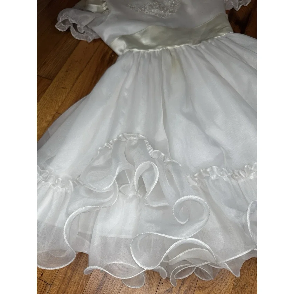 Vintage‎ White Flounce Poof Kids Dress - Size 8 - By Sugar Plum
